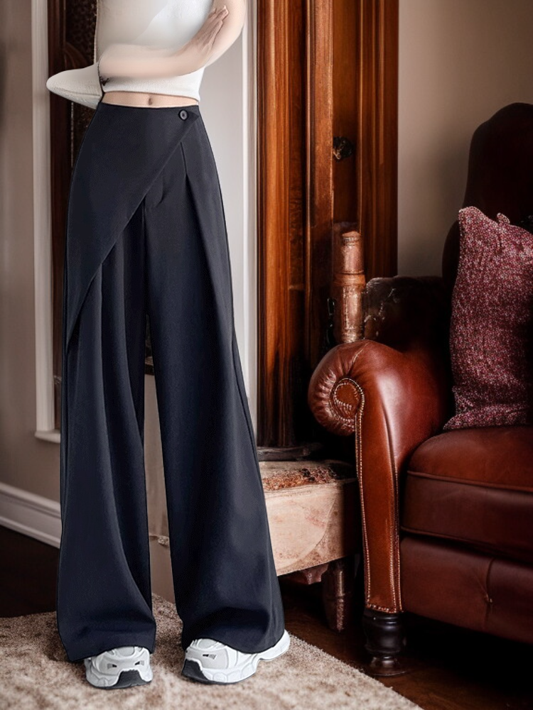 여성 모던 와이드 팬츠 정장 캐주얼 팬츠 패션 와이드 팬츠