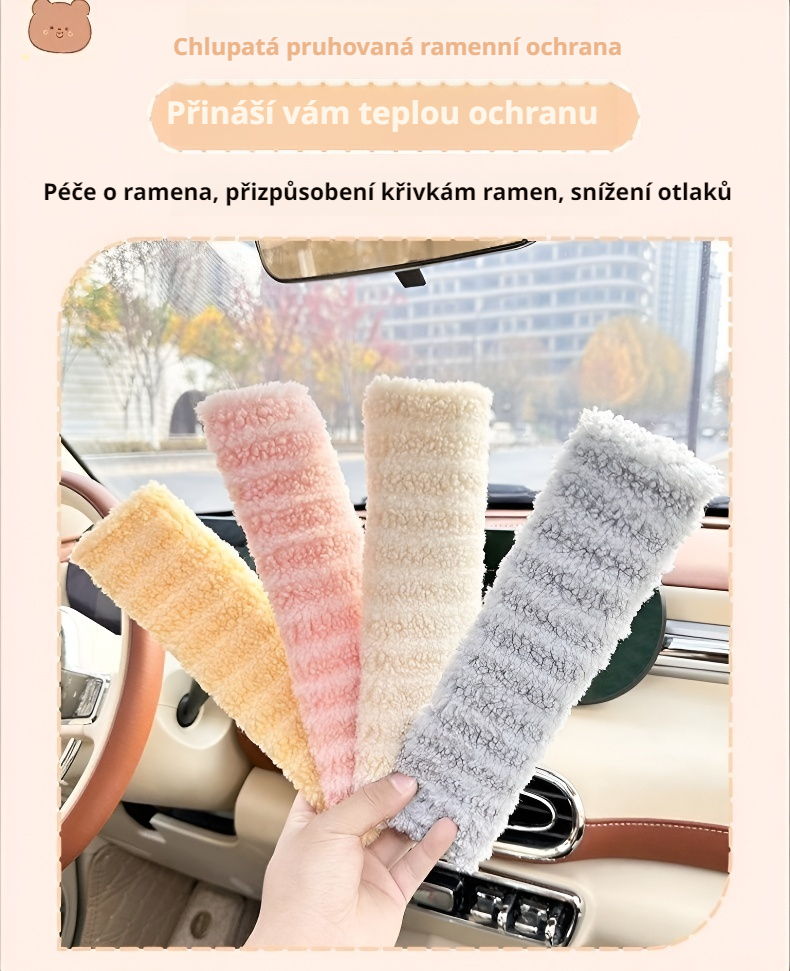 Detail měkkého plyšového materiálu chrániče pásu