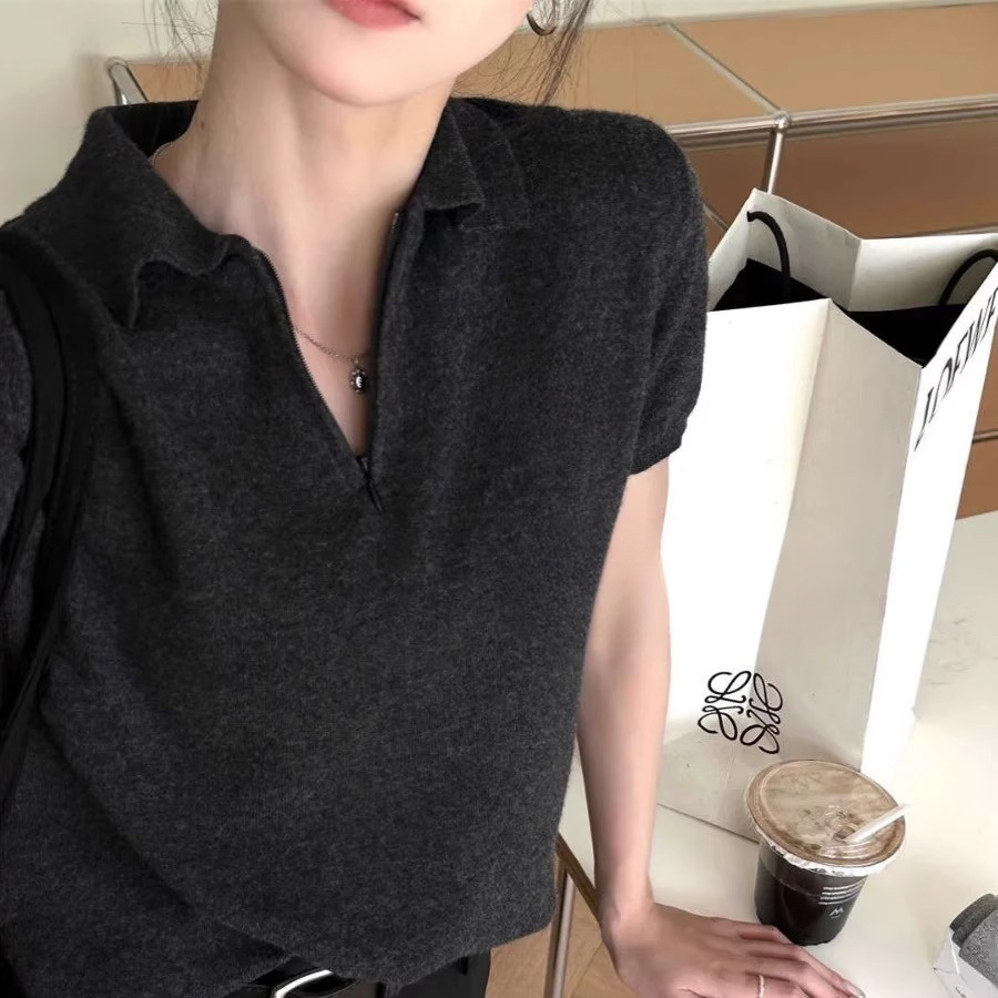 高級感Polo領針織衫女