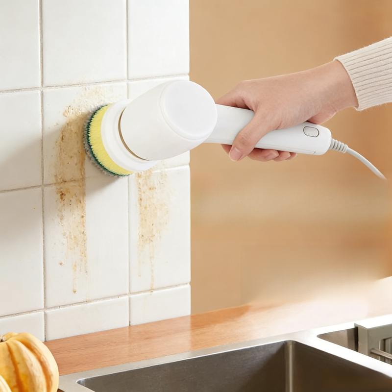 Portable Electric Spin Scrubber with 4 Replaceable Brush Heads, 