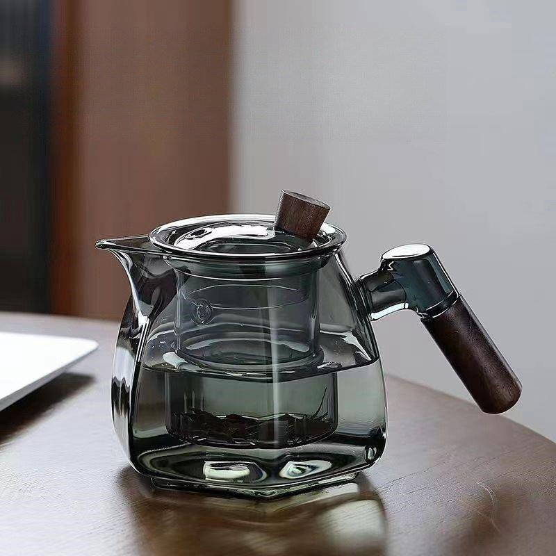 ガラス製の六角形ティーポット