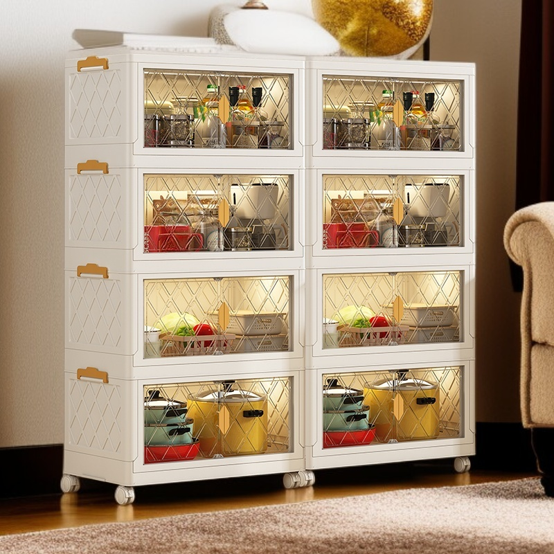 Caja organizadora de ropa con doble puerta y múltiples compartimentos