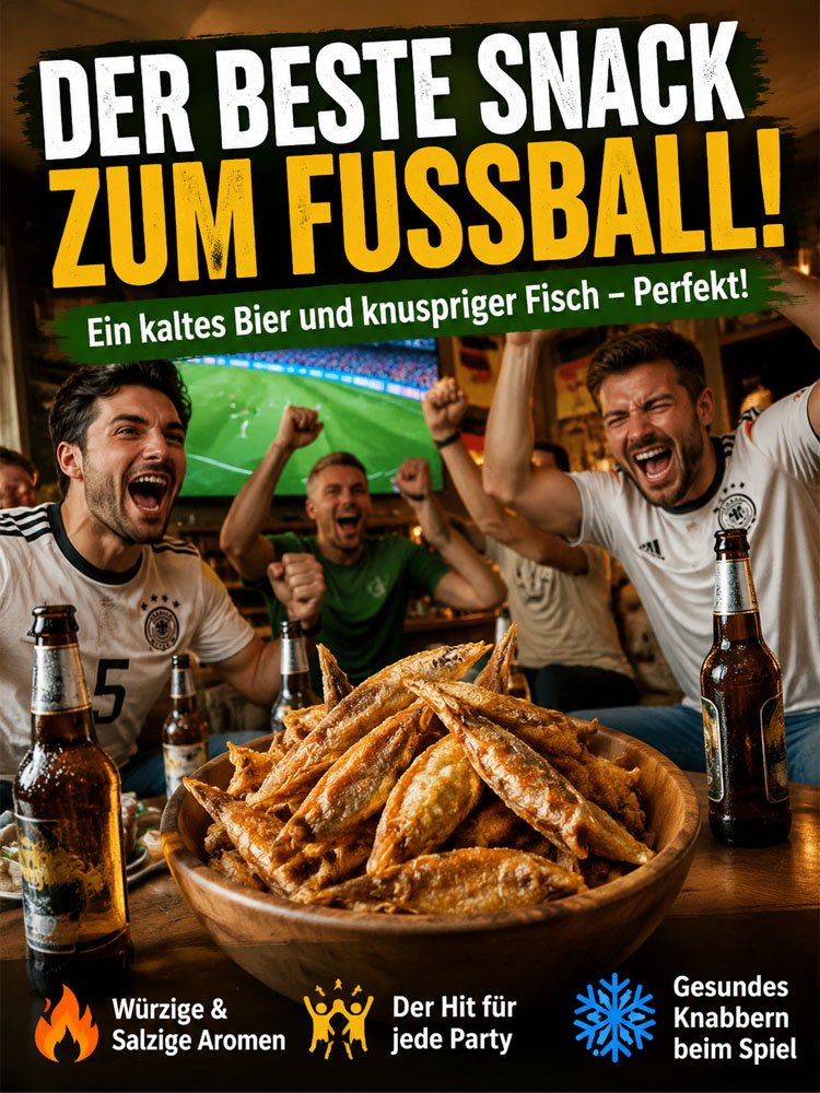 Kleine getrocknete Fische, frisch gefangen aus dem Nordatlantik.