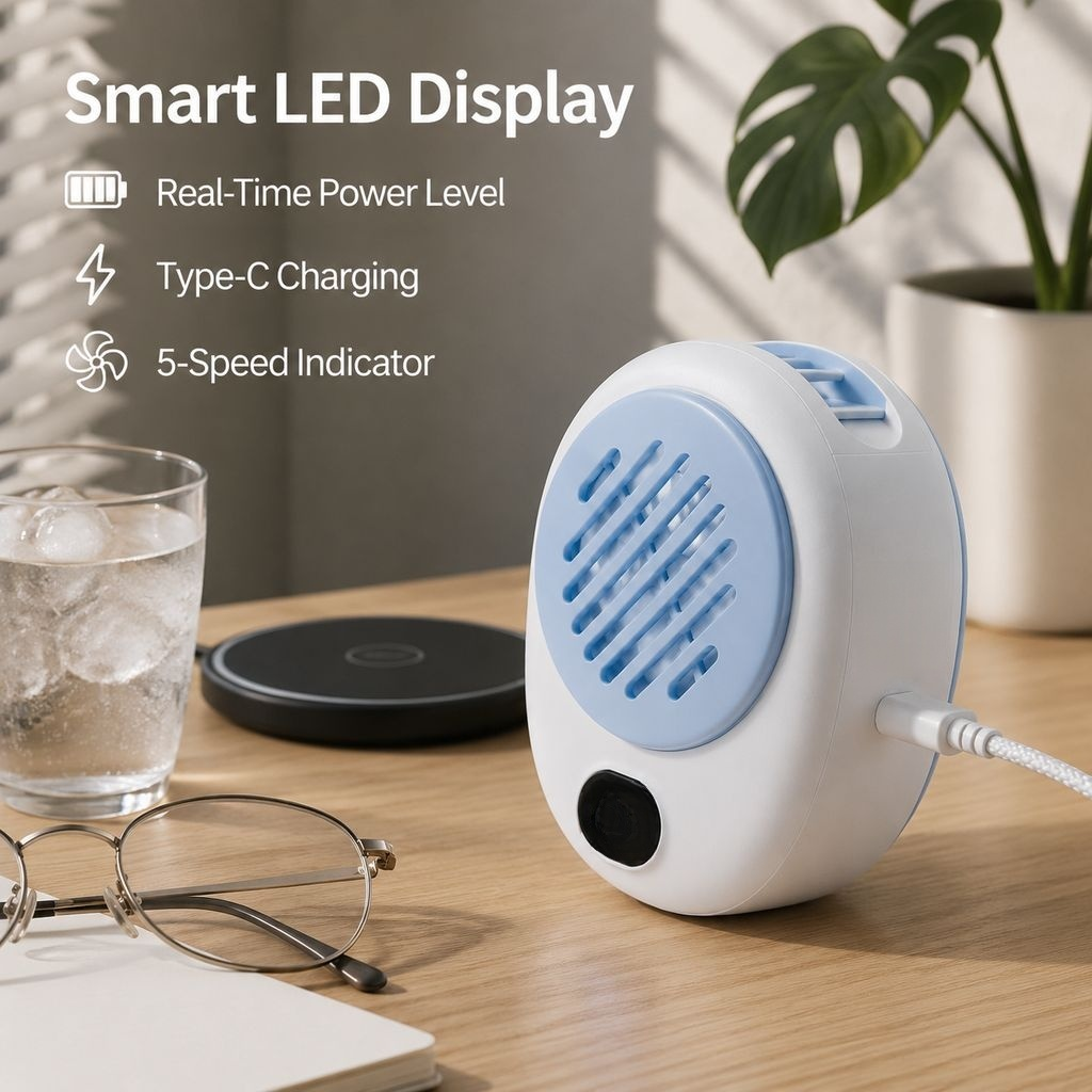 Aicool magnetic fan, small neckband, mini handheld, high speed, suitable for office, desktop, studen