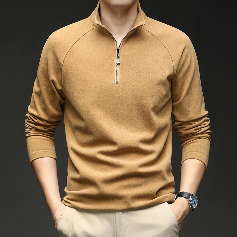 남성용 보온 자수 하이넥 반집업 맨투맨