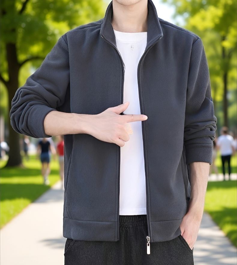 暖かいメンズポーラフリースジャケットの袖部分