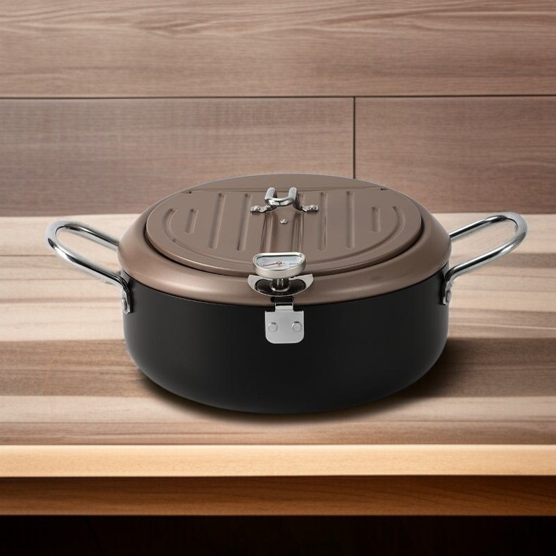 Friteuse multifonction japonaise avec thermomètre intégré, idéale pour tempura