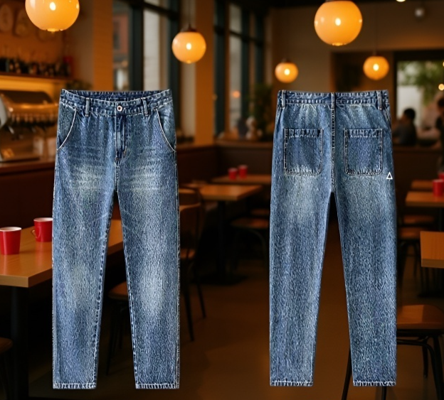 트렌디한 워시드 블루 컬러 청바지