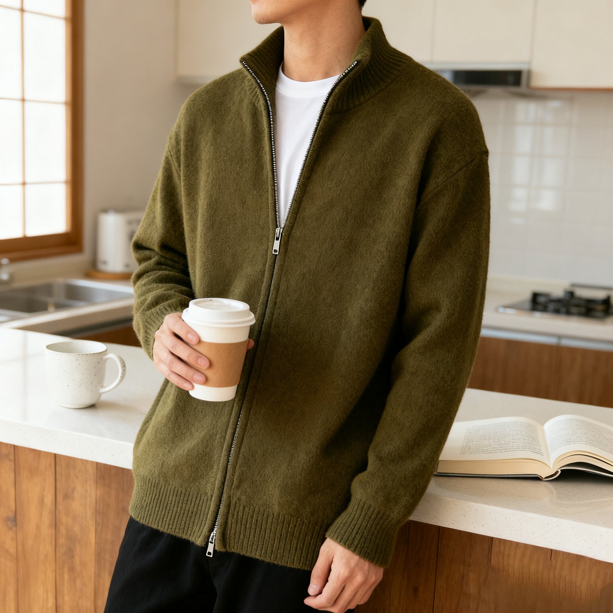 ジッパーデザインセーター