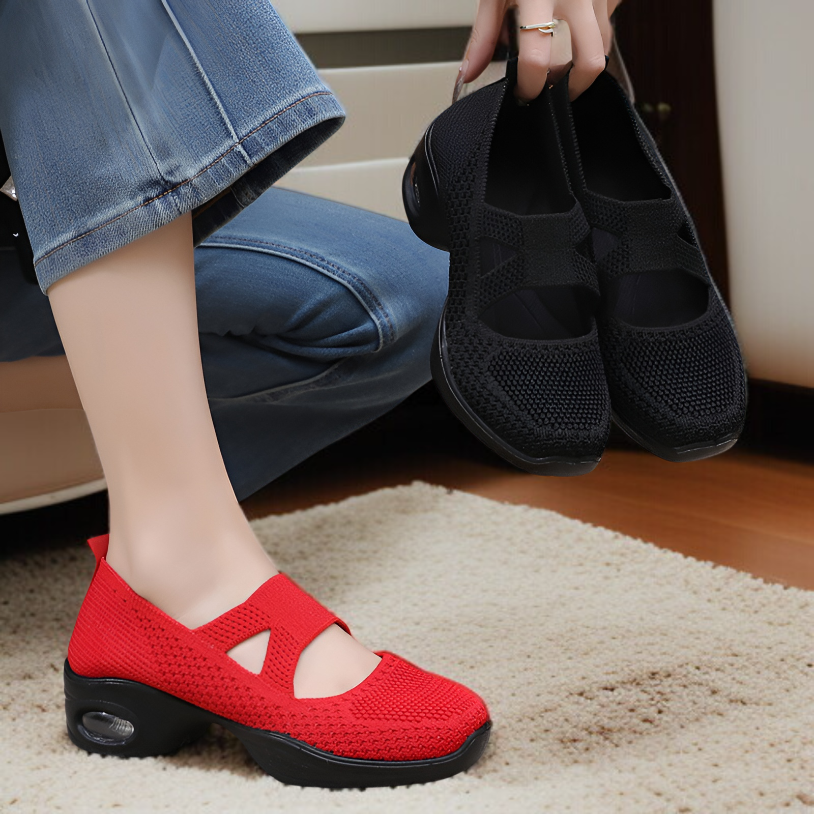 通気性のあるダンスシューズ、女性用カジュアルシューズ、ワークシューズ、ソフトソールエアクッションシューズ、マザーシューズ、古い北京布靴、女性用スクエアダンスシューズ