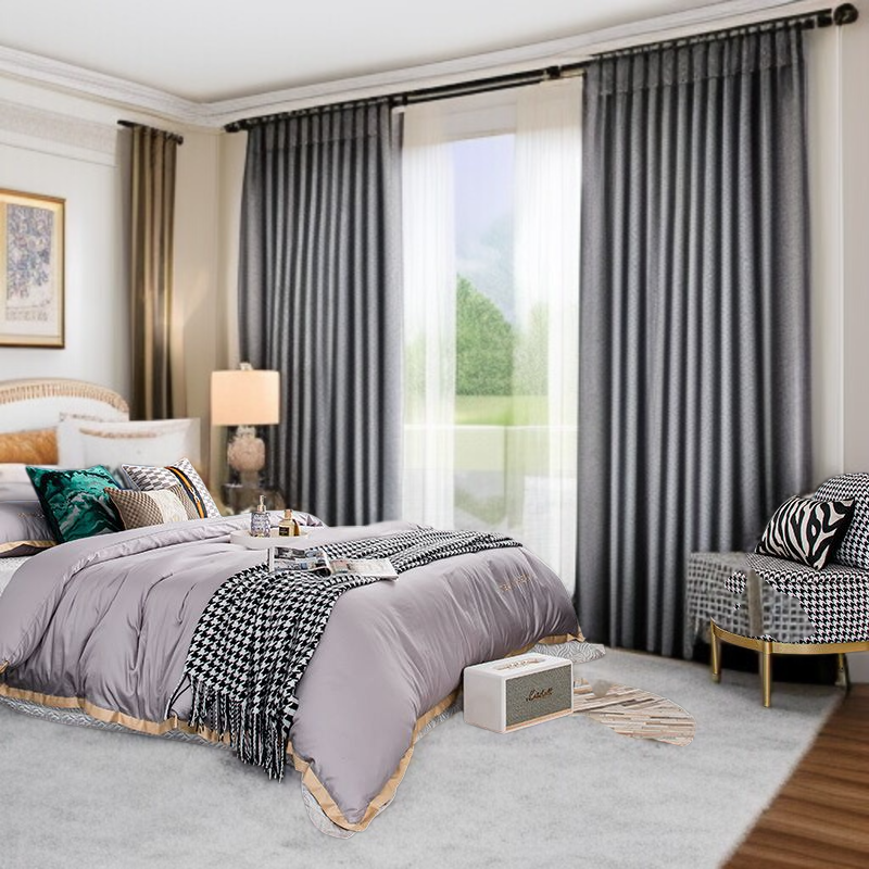 リビングルーム ふくらんだ窓 寝室 遮光カーテン 完全遮光フック 遮光生地カーテン 遮光カーテン生地セット