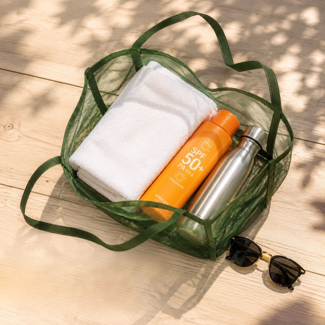 Organized Mesh Beach Bag with Separate Pockets