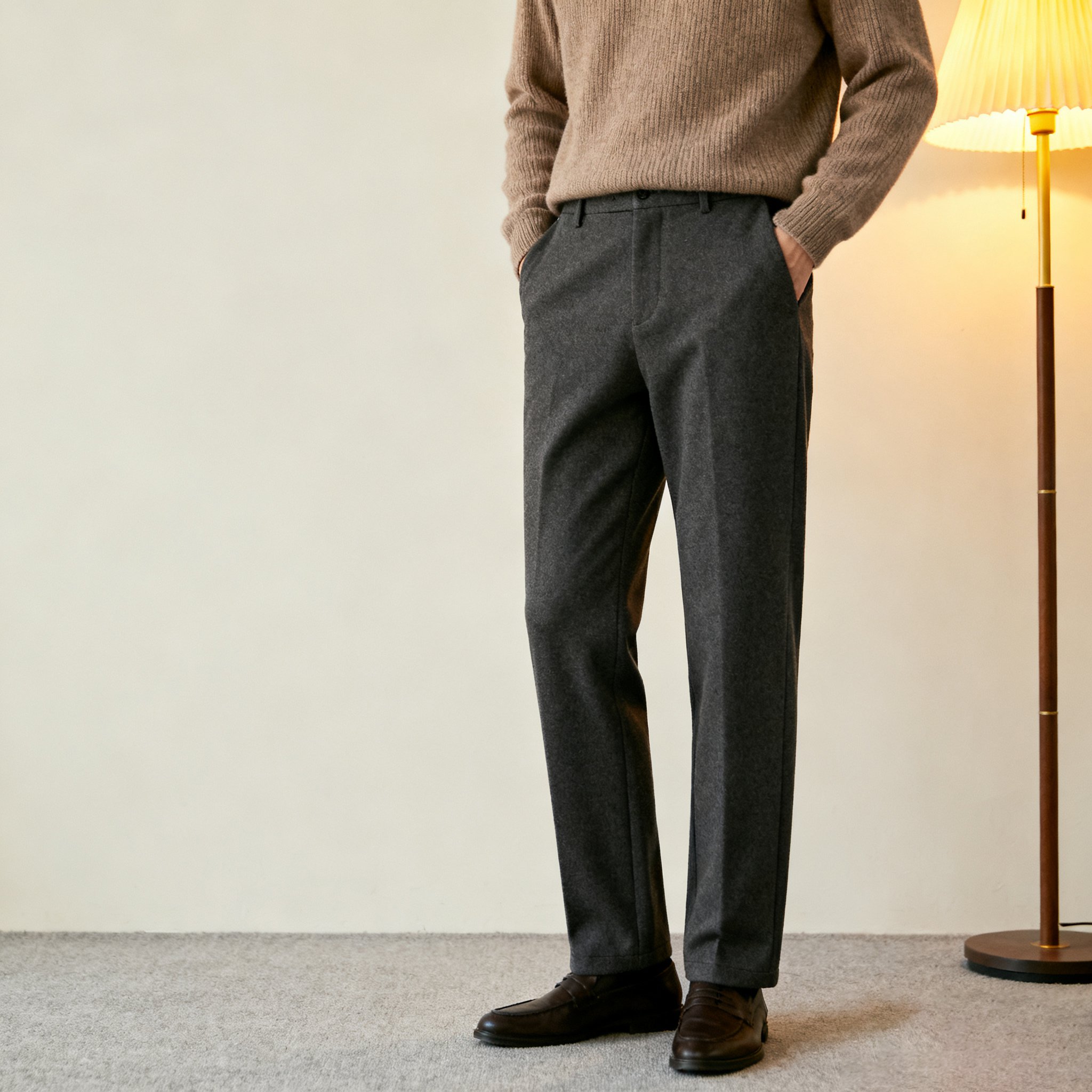 スリムで上品な紳士用スラックス着用例