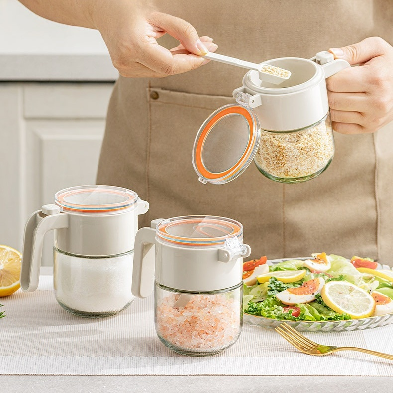 주방용 조미료 보관함 유리 소금통 밀폐 방습 조미료 전용