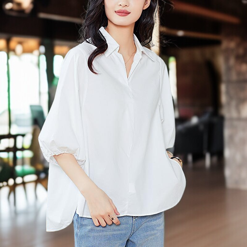 칼라 옆트임 칠부 블라우스 여 2025 봄여름 신상 캐주얼 코디 상의