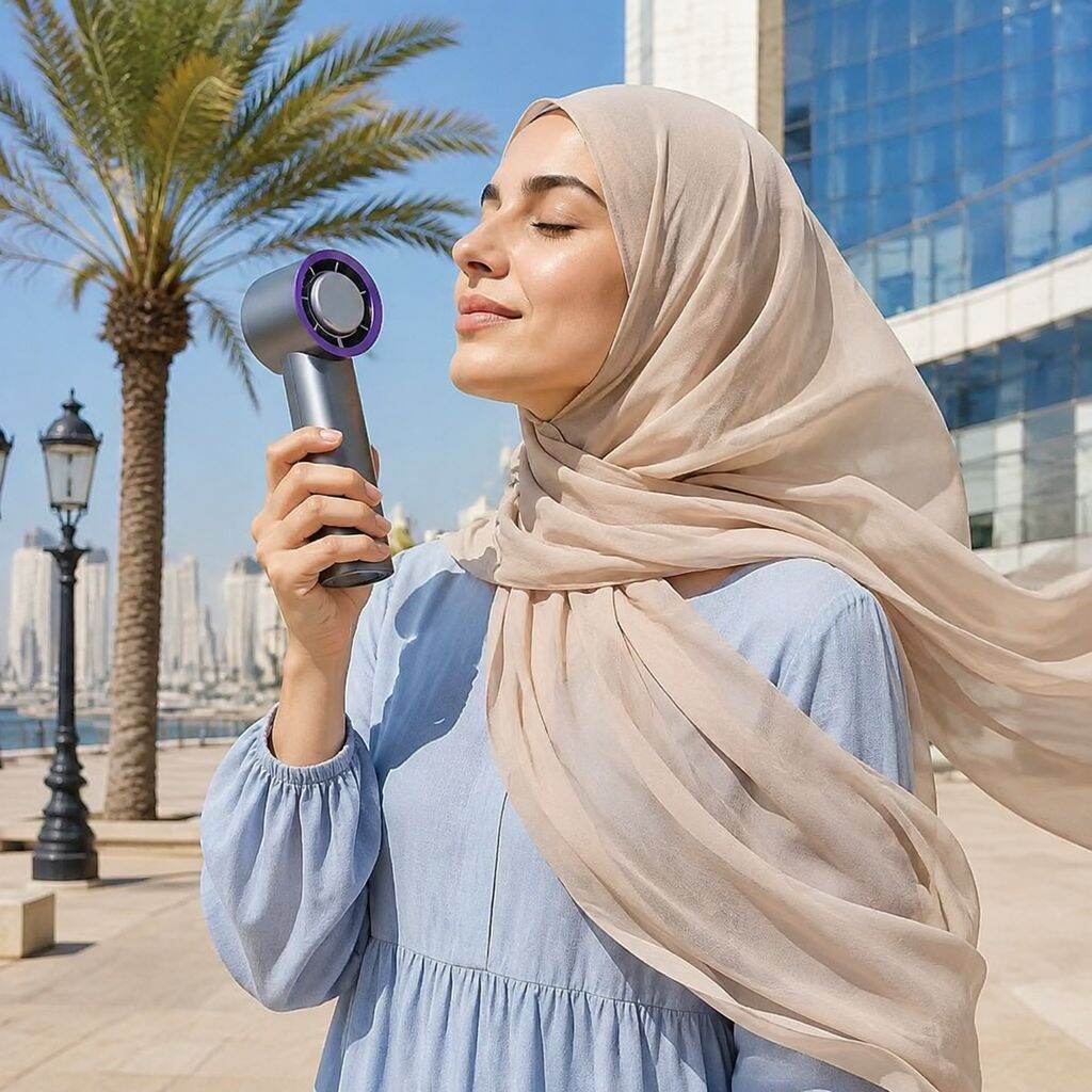 مروحة تبريد توربينية محمولة · تبريد فوري حتى 18 درجة