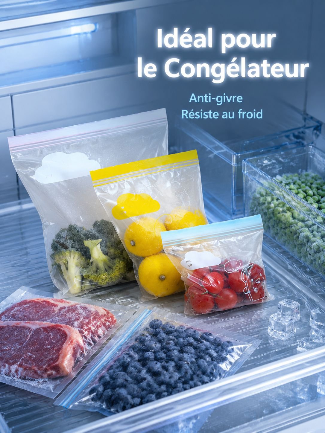 Sacs plastiques alimentaires hermétiques, sacs de conservation pour congélateur, spécial cuisine
