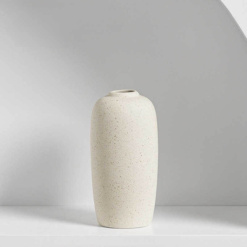 マット仕上げ純白セラミック花瓶 リビング用フラワーベース