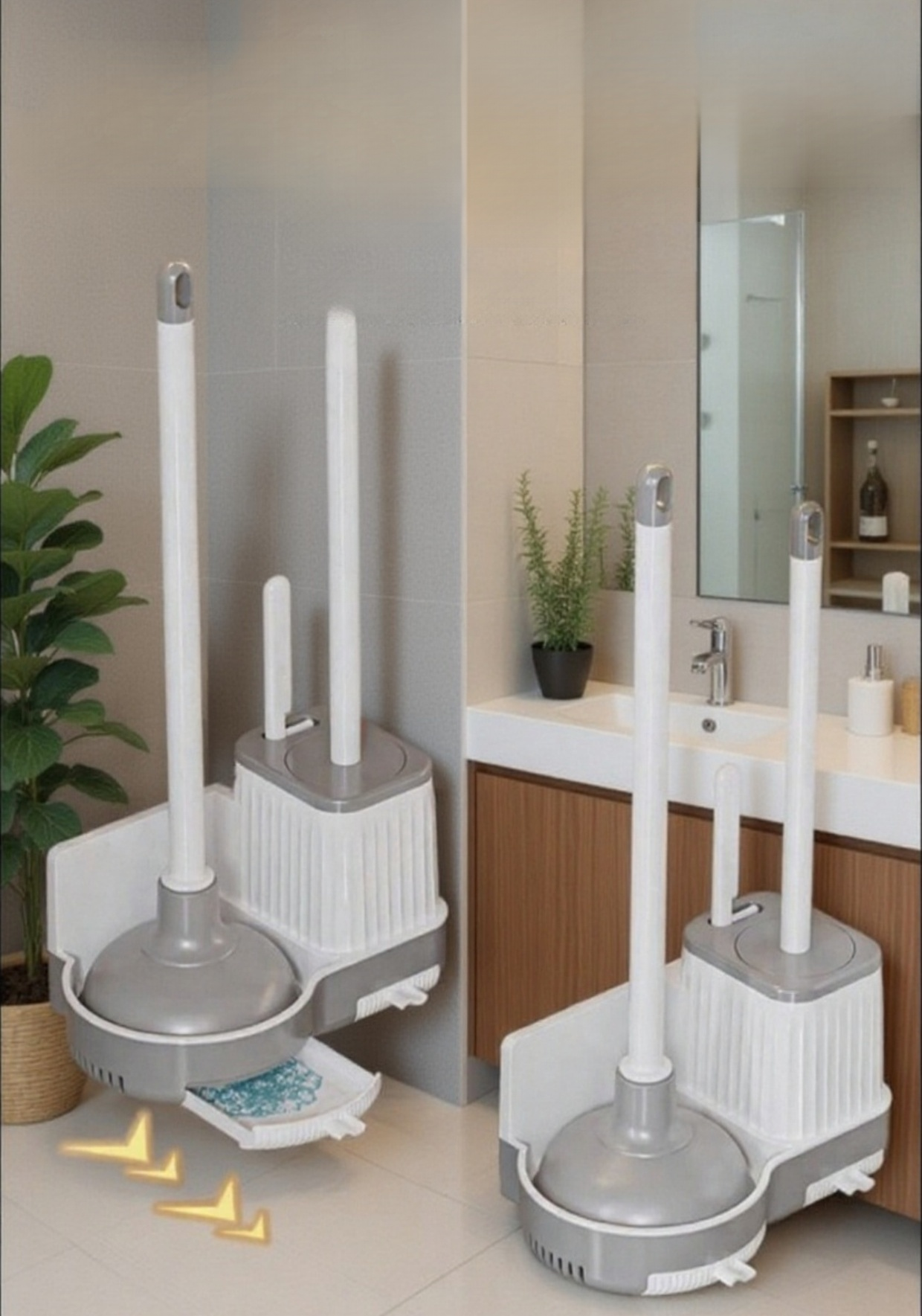 Cepillo de baño moderno adherido a la pared