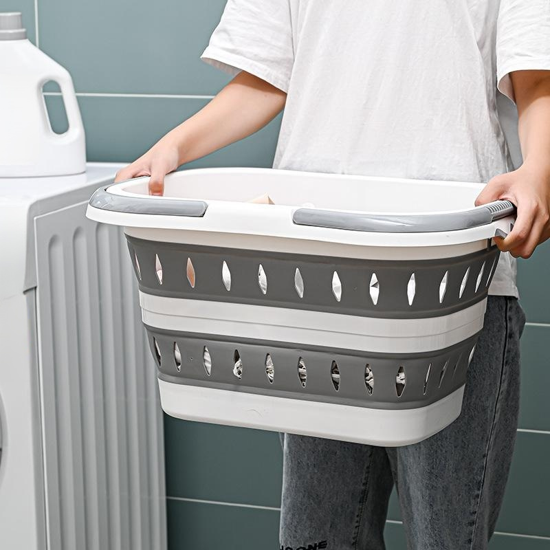 Large capacity folding laundry basket