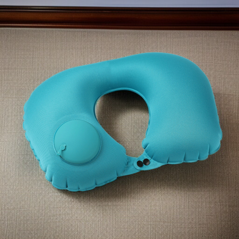 Press to inflate the U-shaped pillow
