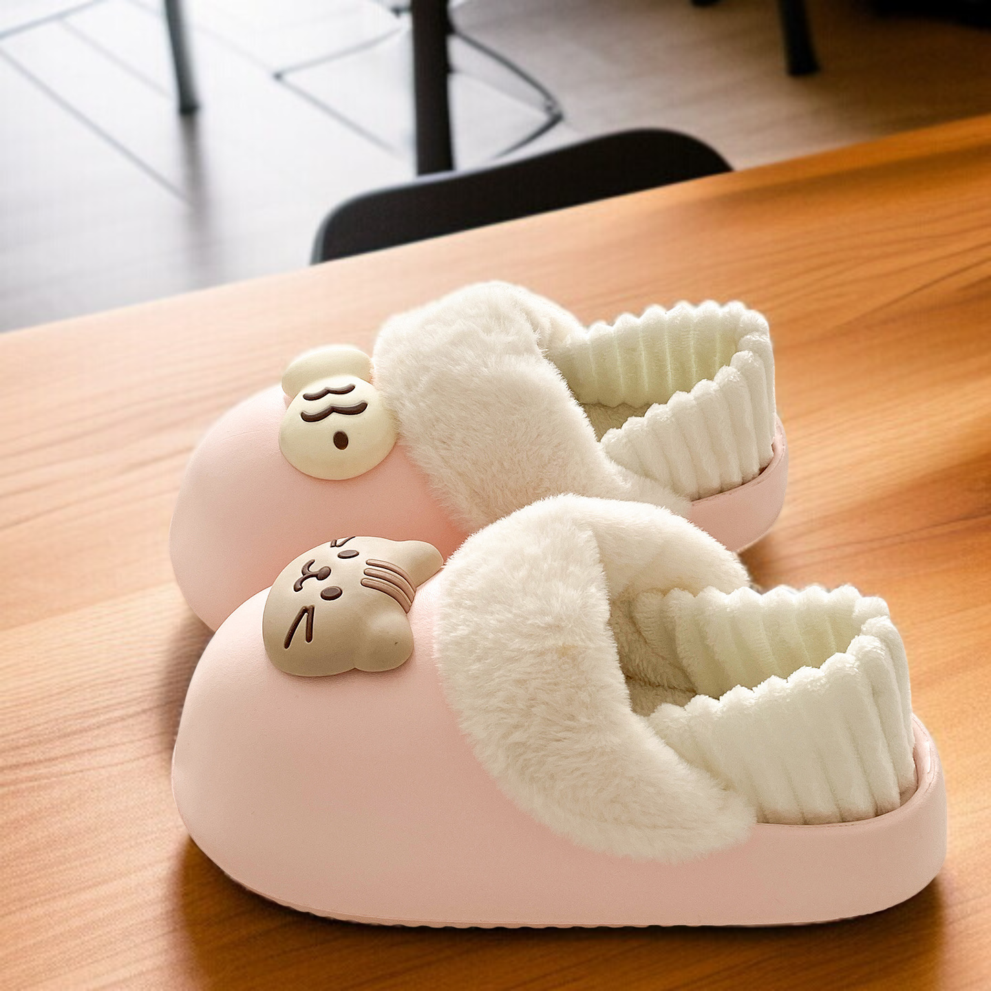かわいい猫型EVAルームスリッパ 男女兼用 防寒・滑り止め 室内外両用