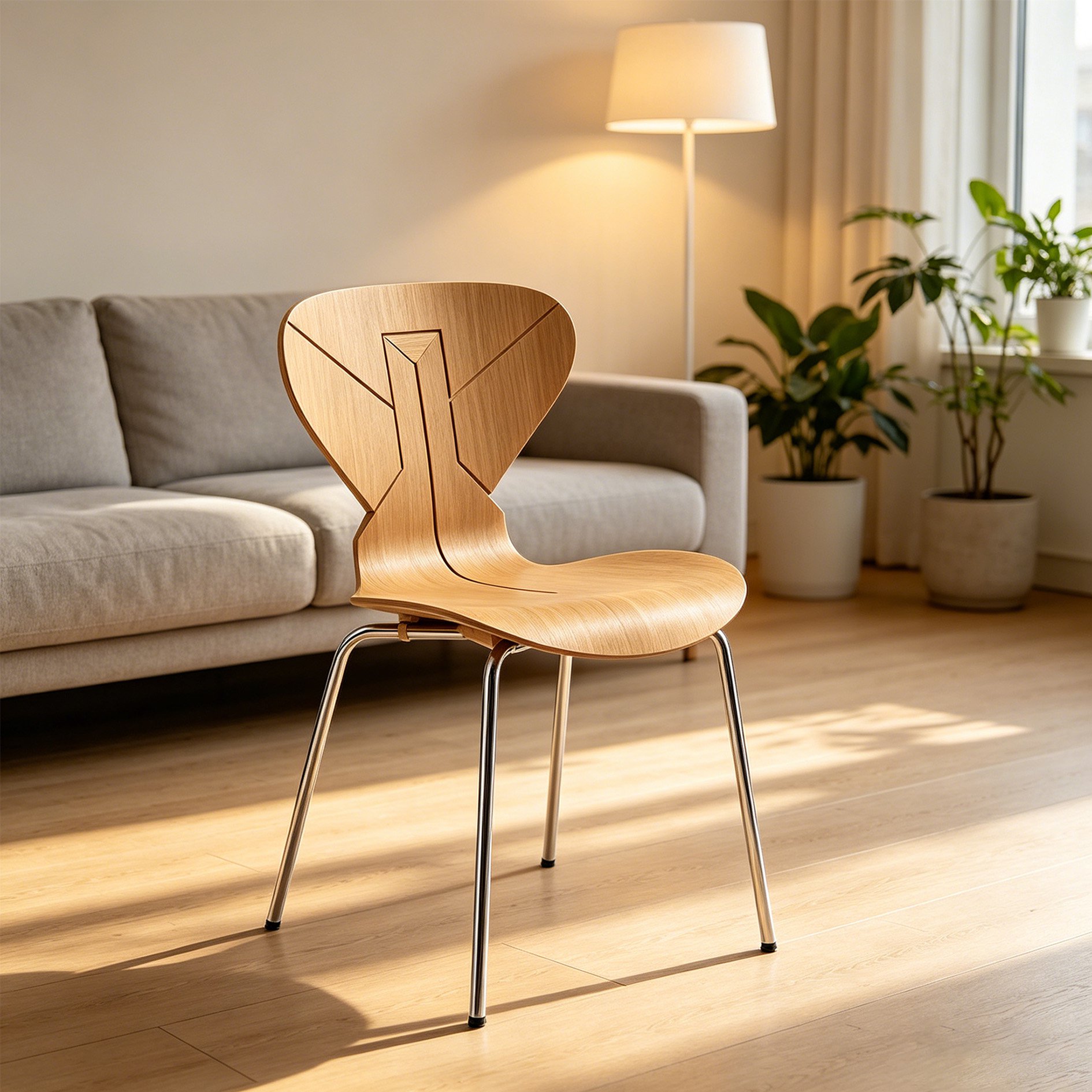 Minimalistischer Einzelstuhl aus hochwertigen Materialien