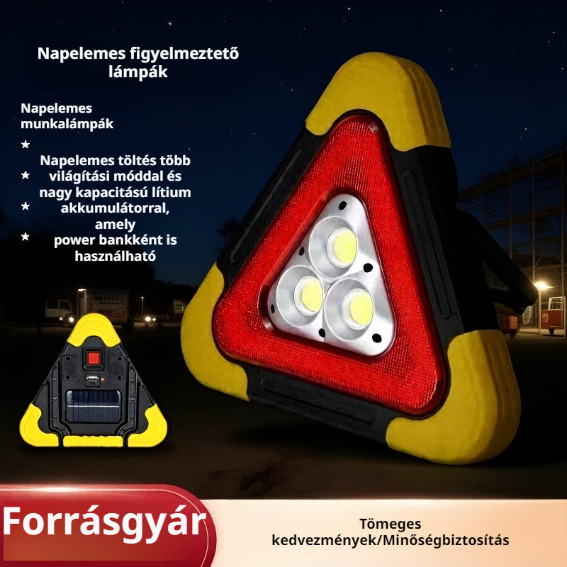 Napenergiás autós vészjelző háromszög lámpa