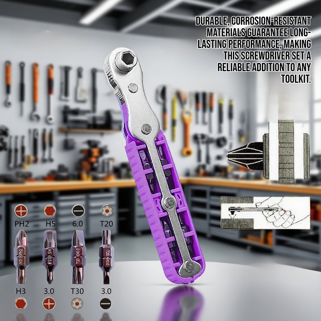 Interchangeable precision screwdriver bits included