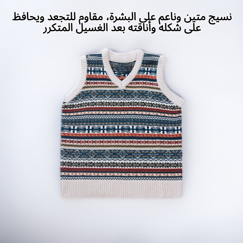 تصميم كلاسيكي لسترة صوفية بياقة على شكل حرف V