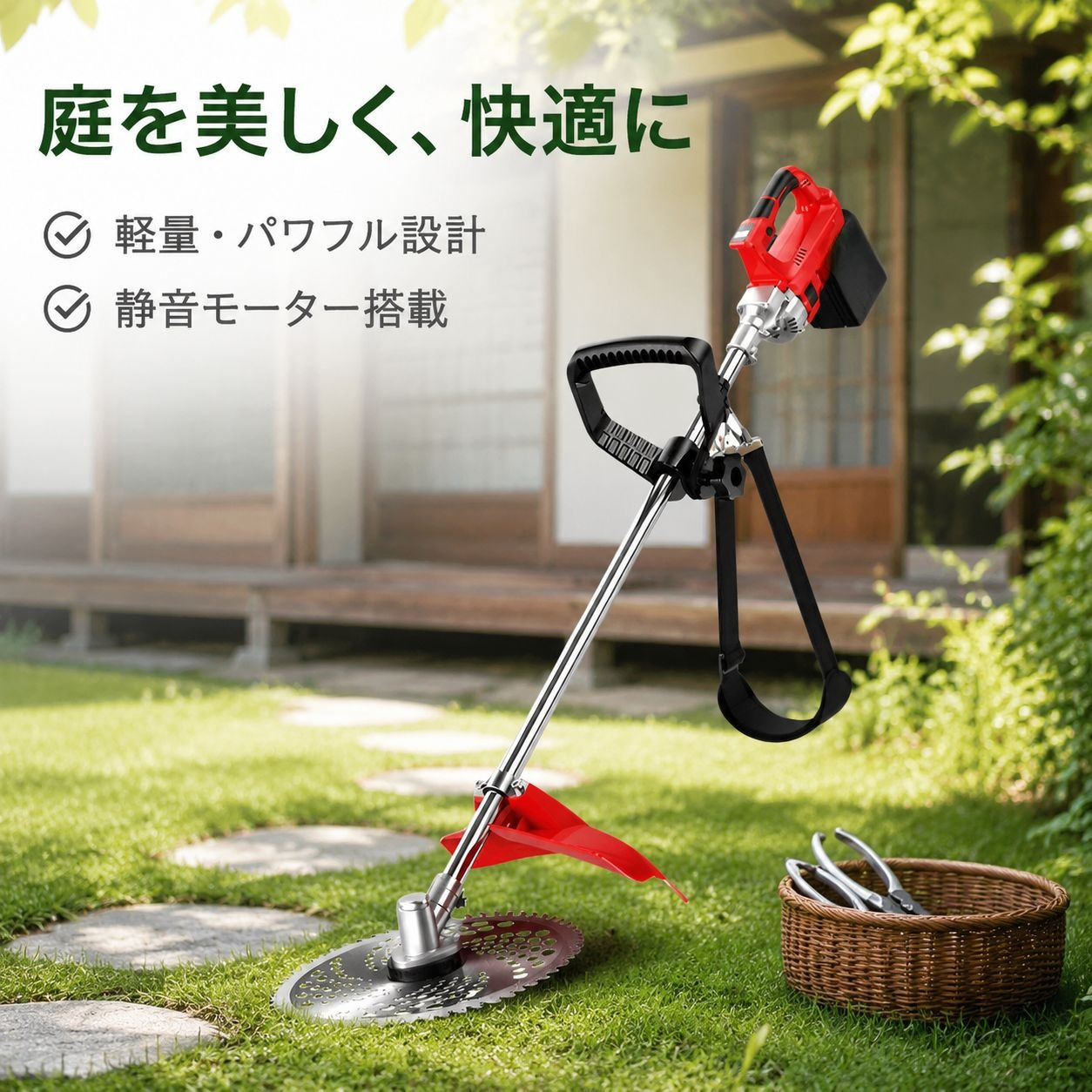 高出力ブラシレス芝刈り機 リチウム電池式