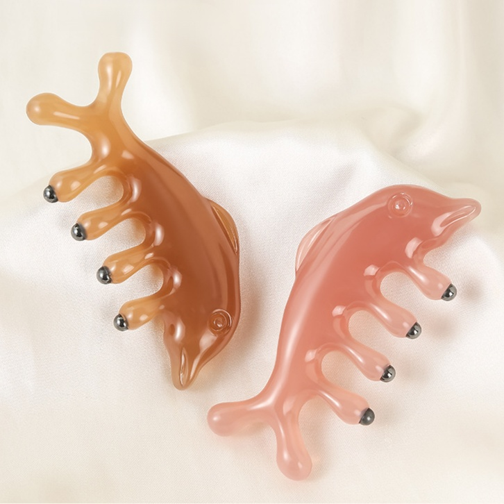 頭部磁療海豚按摩梳子 頭皮療法梳 刮痧梳