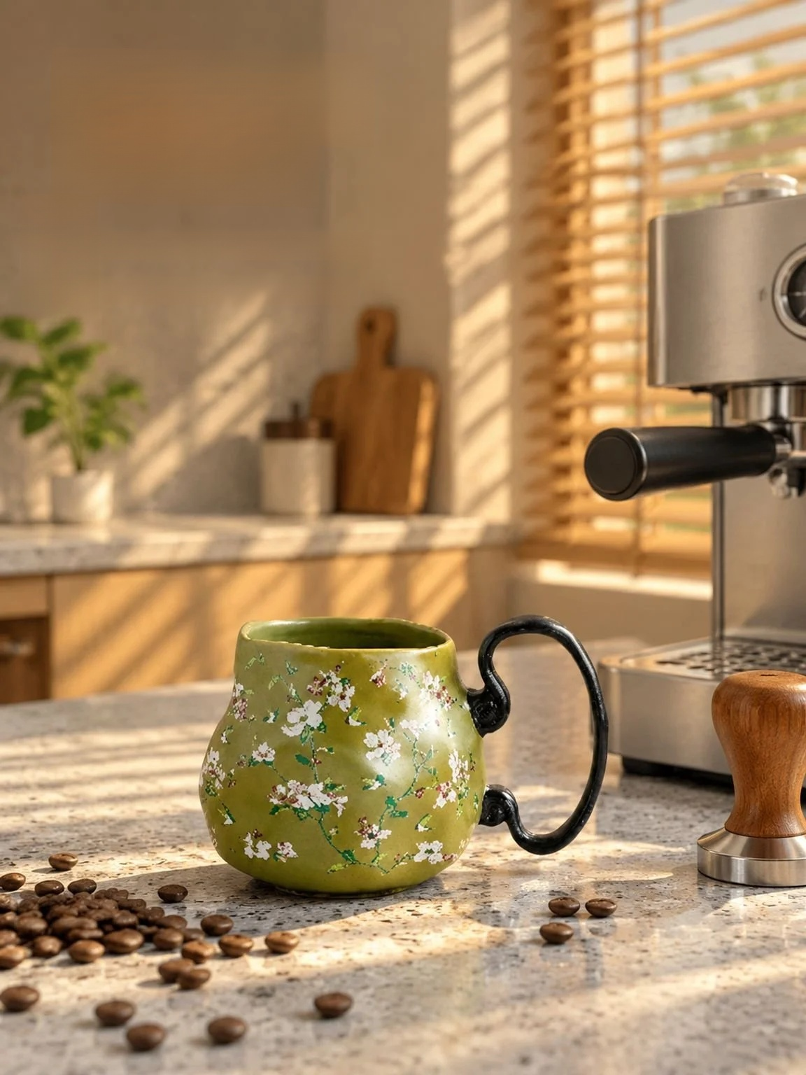 Vintage handmade ceramic mug for coffee and tea