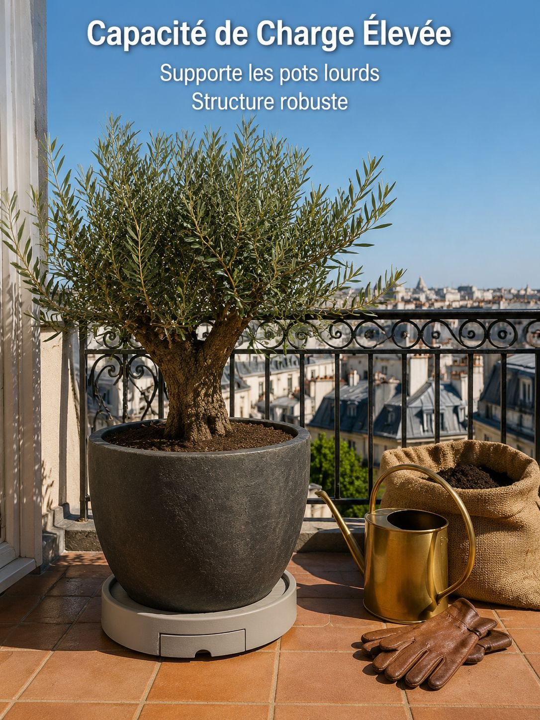 Plateau à roulettes pour déplacement facile des pots