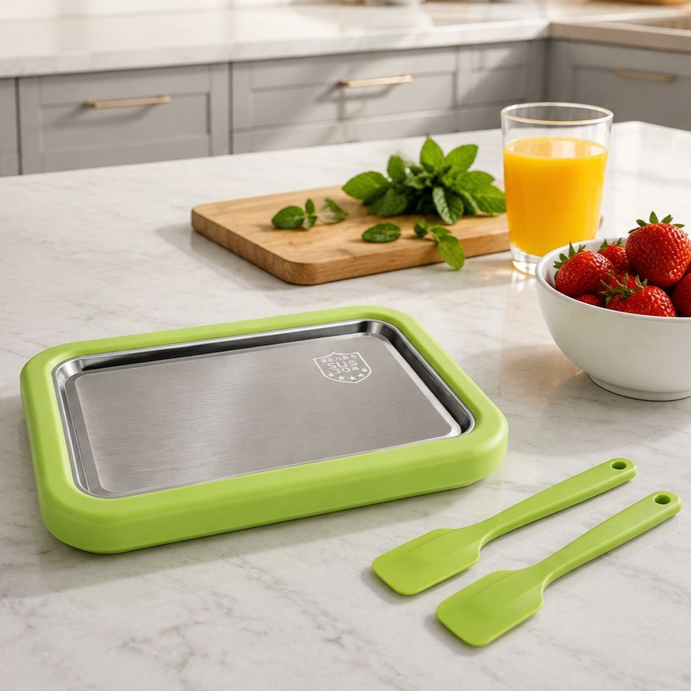 Edelstahl-Eisroll-Pfanne mit vertieftem Design für den Hausgebrauch