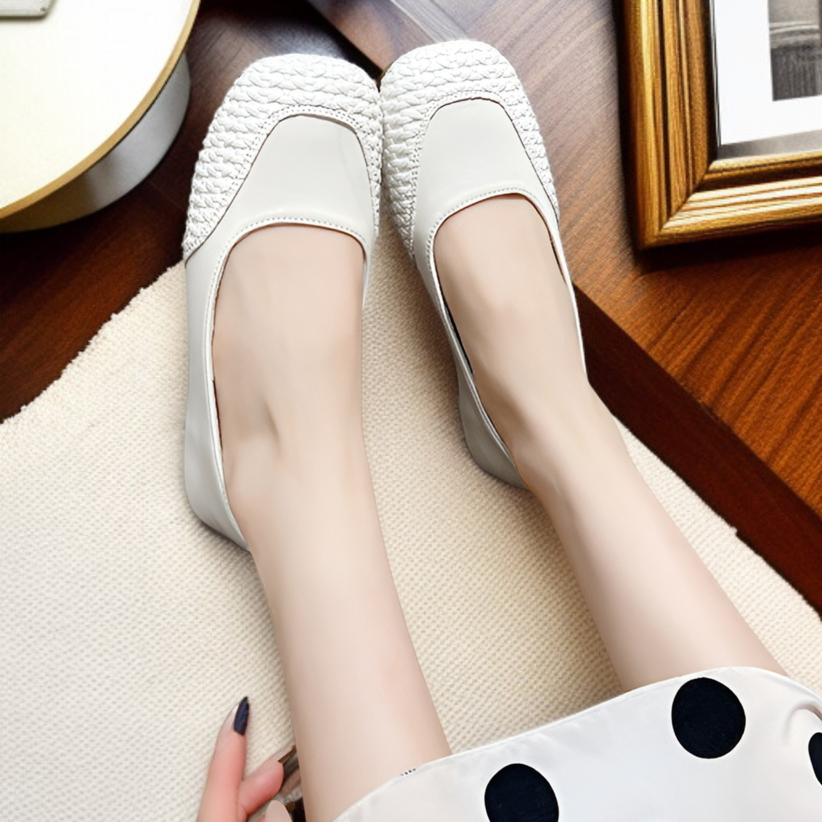 快適なローヒールシューズのアウトソールディテール