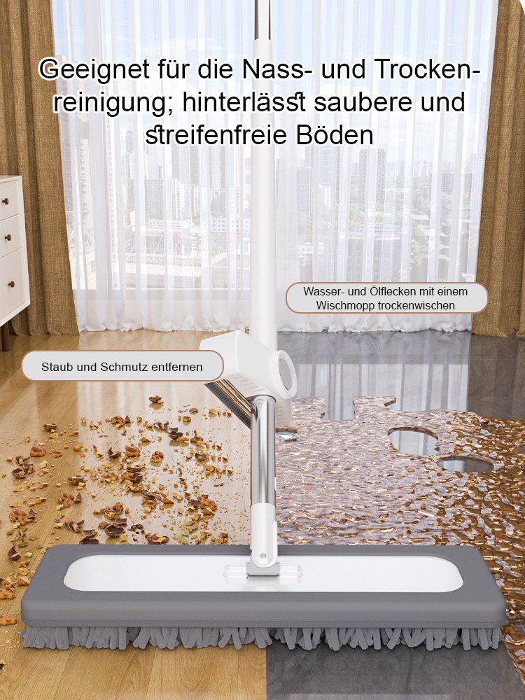 【Zeitersparnis und langlebig】Händefreier, trocken und nass verwendbarer Flachmopp