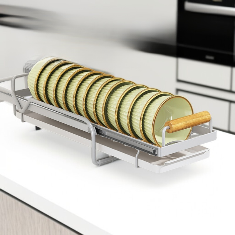 Kitchen Plate and Bowl Organizer, Adjustable Non-Slip Dish Rack