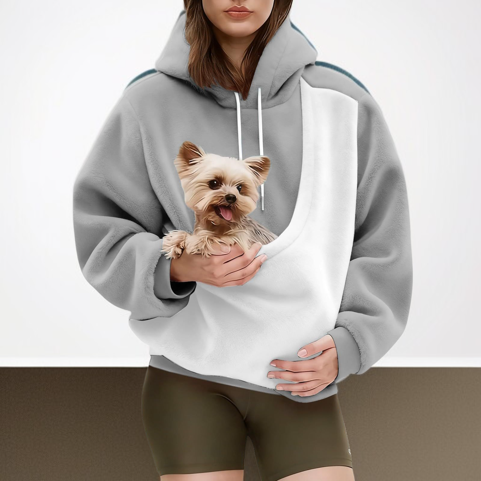 レディース ゆったりフード付きスウェットシャツ