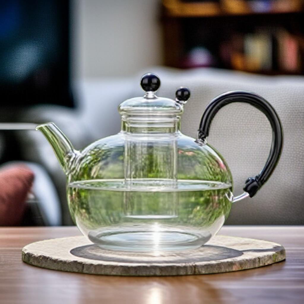 Easy pour spout thickened glass teapot