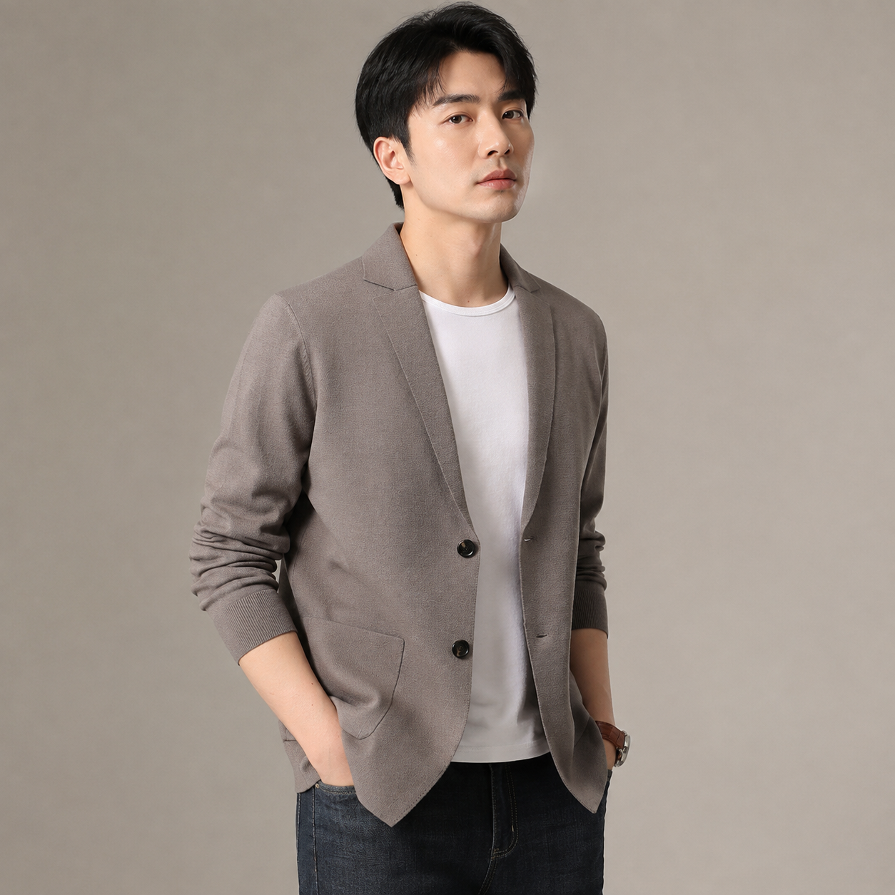 신상 춘추 남성용 니트 가디건 자켓