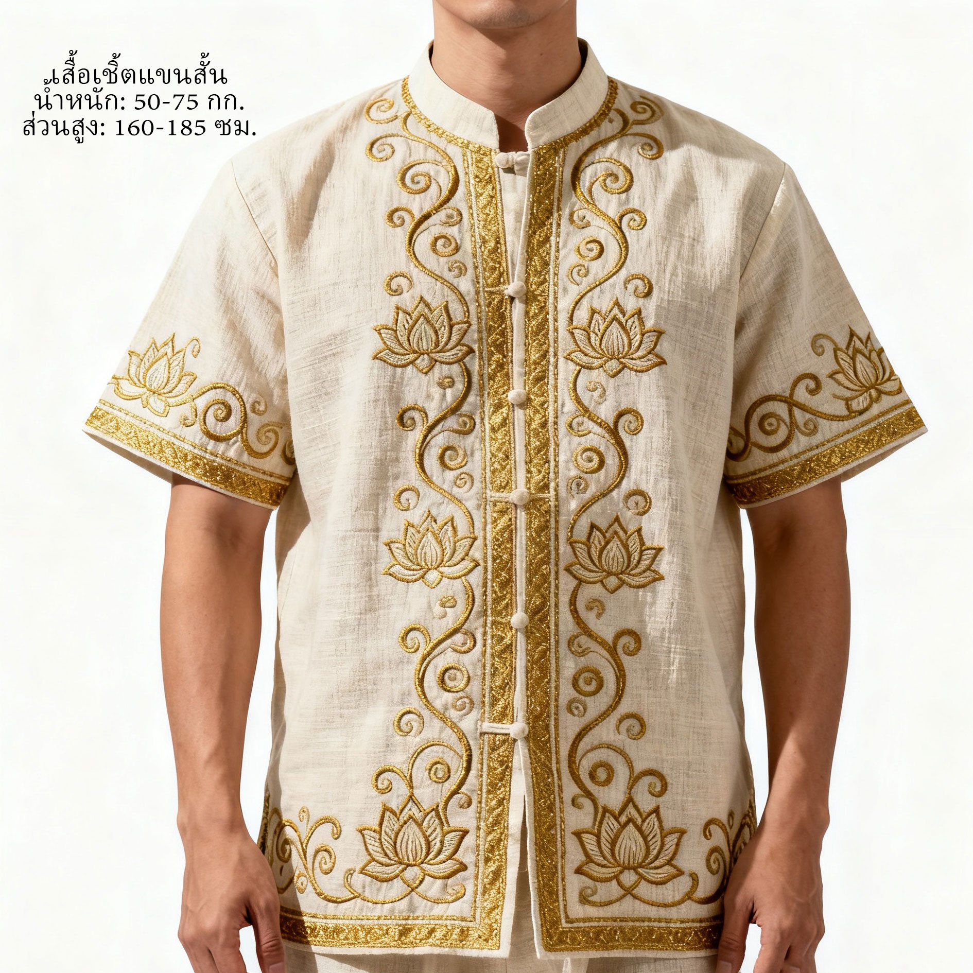 เสื้อยืดแฟชั่นผู้ชายลายดอกบัว