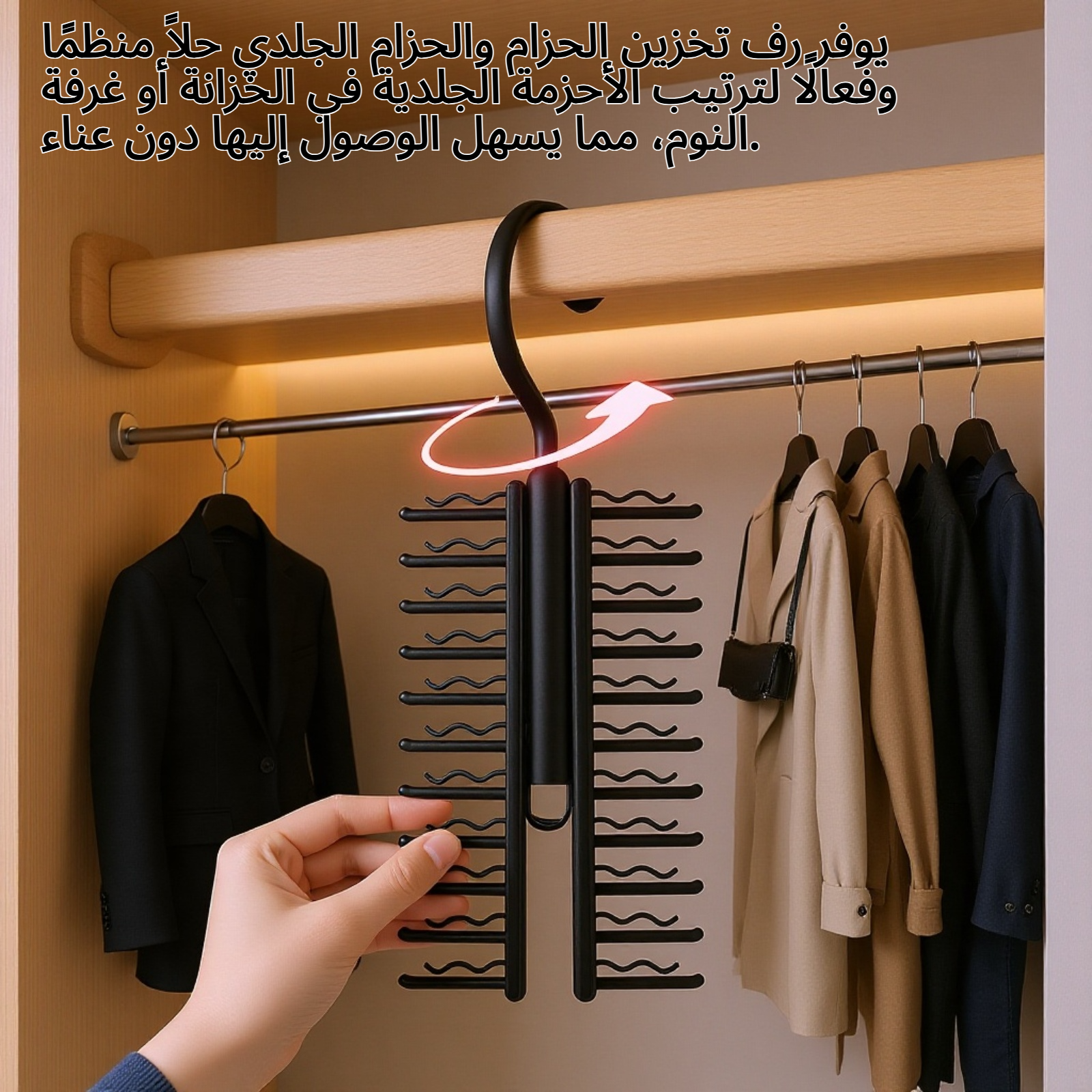 رف تخزين الحزام والحزام الجلدي