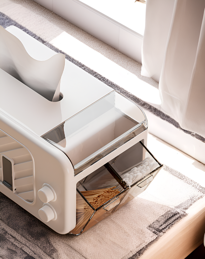 Pudełko na chusteczki z szufladą – praktyczne zastosowanie w łazience