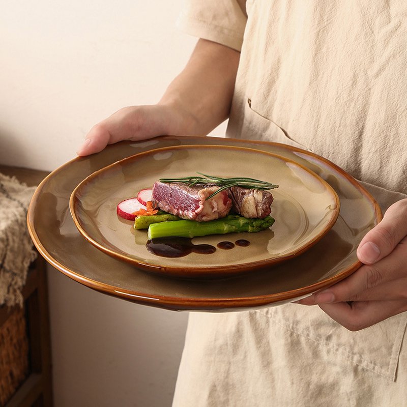 세라믹 컬러 유약 자기 식기 세트