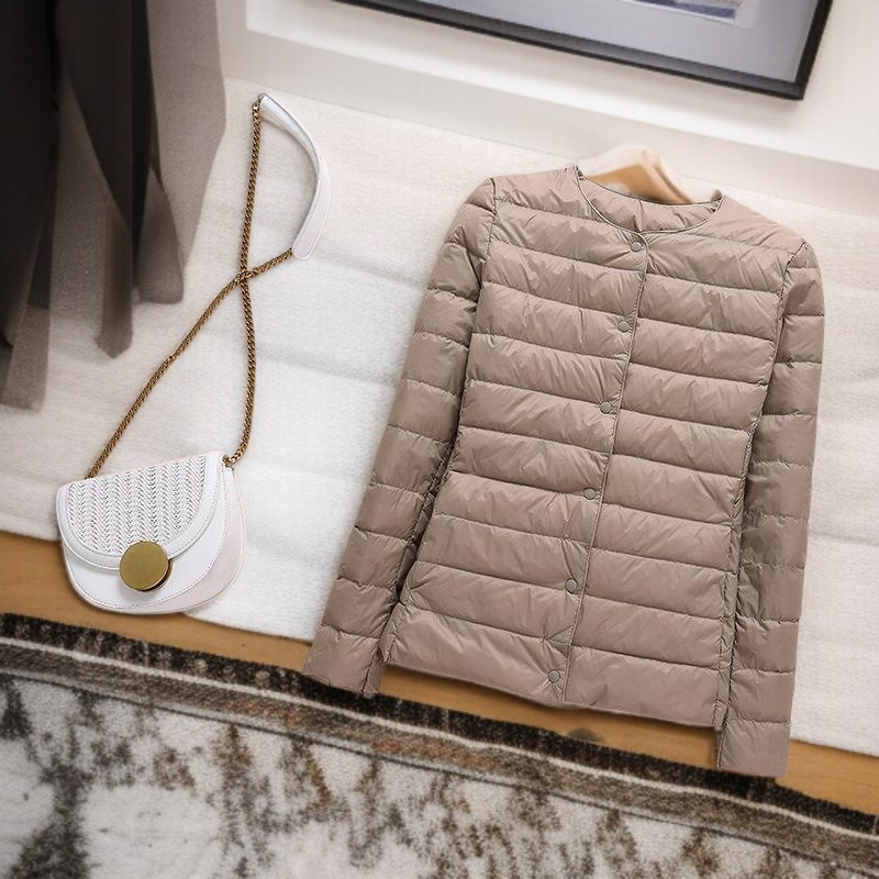 여성복 패딩 슬림형 쇼트 코트 슬림 라운드 패딩