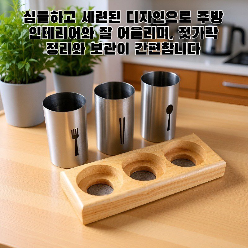 나무 젓가락 꽂이 세트 보관 용기