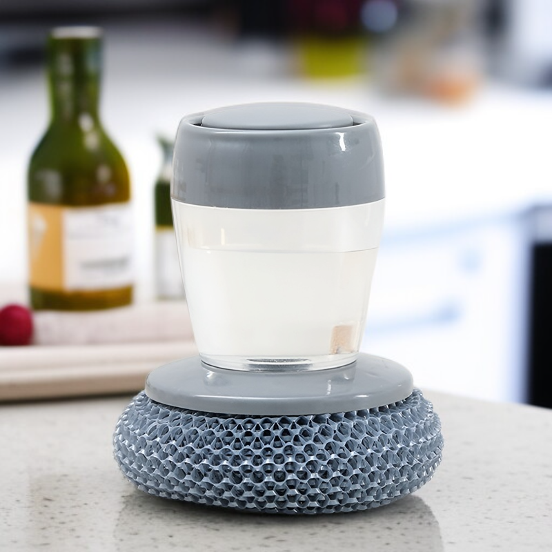 주방 가정용 청소 브러시 짧은 손잡이 자동 수액 설거지 브러시 스펀지 브러시 와이어 볼