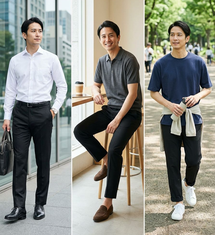 남성용 아이스 실크 사방 스트레치 구김 방지 슬랙스