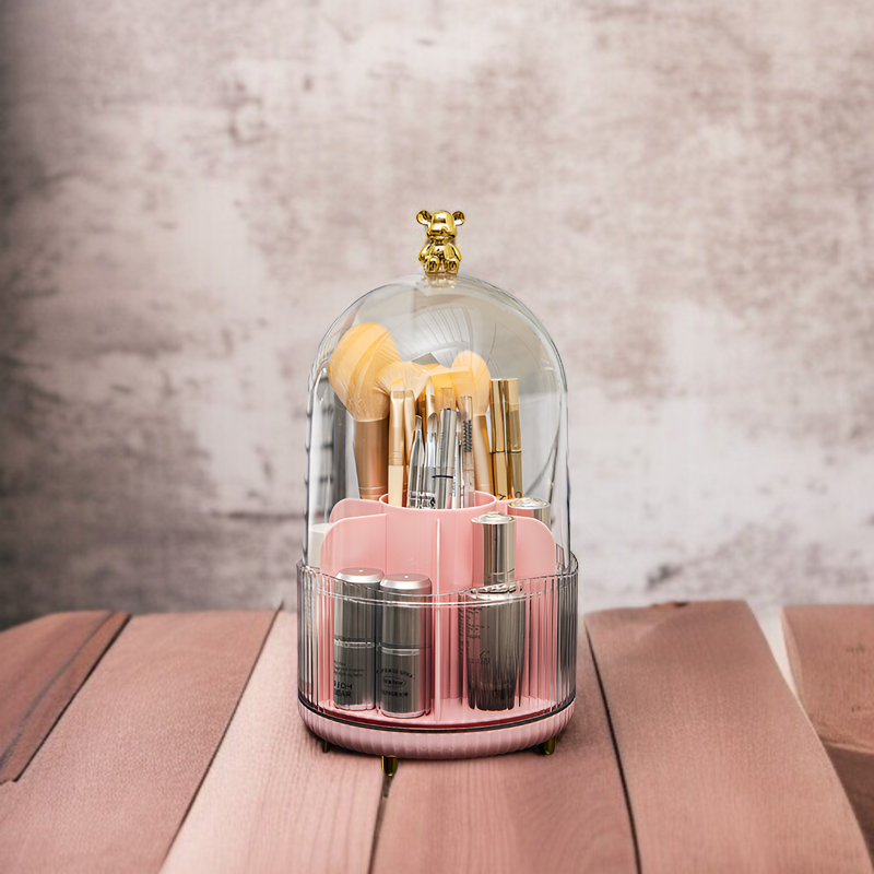 漫画クマのアイブロウペンシルホルダー回転式化粧品収納ボックスコンパートメント口紅防塵デスクトップドレッシングテーブル収納チューブ